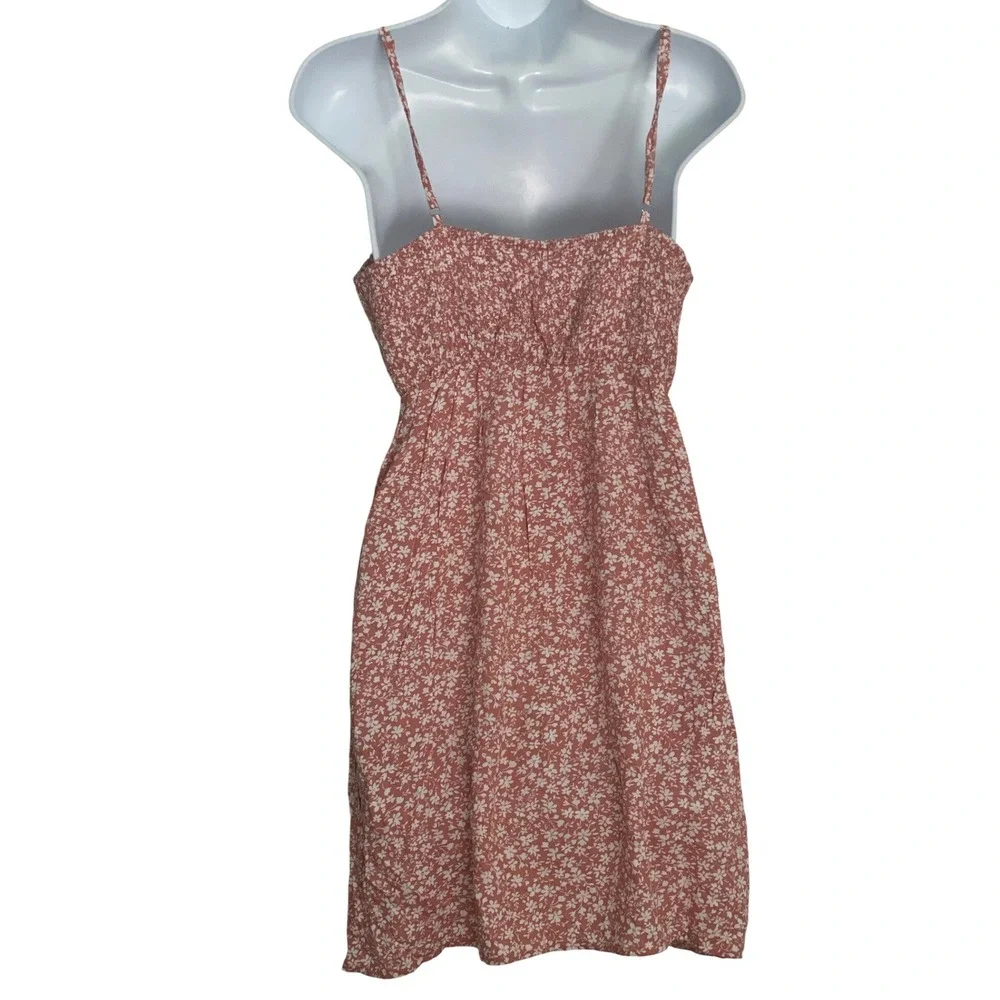 Floral Babydoll Boho Beach Mini Spaghetti Strap Dress Rose‎ Pink Med - Picture 3 of 6